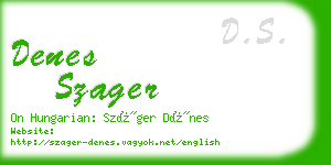 denes szager business card